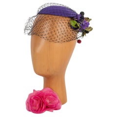 Jean-Louis Scherrer Purple Silk Fascinator Hat