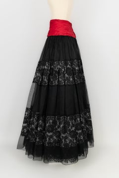 JEAN LOUIS COUTURE Jupe longue en soie, dentelle et taffetas Haute Couture