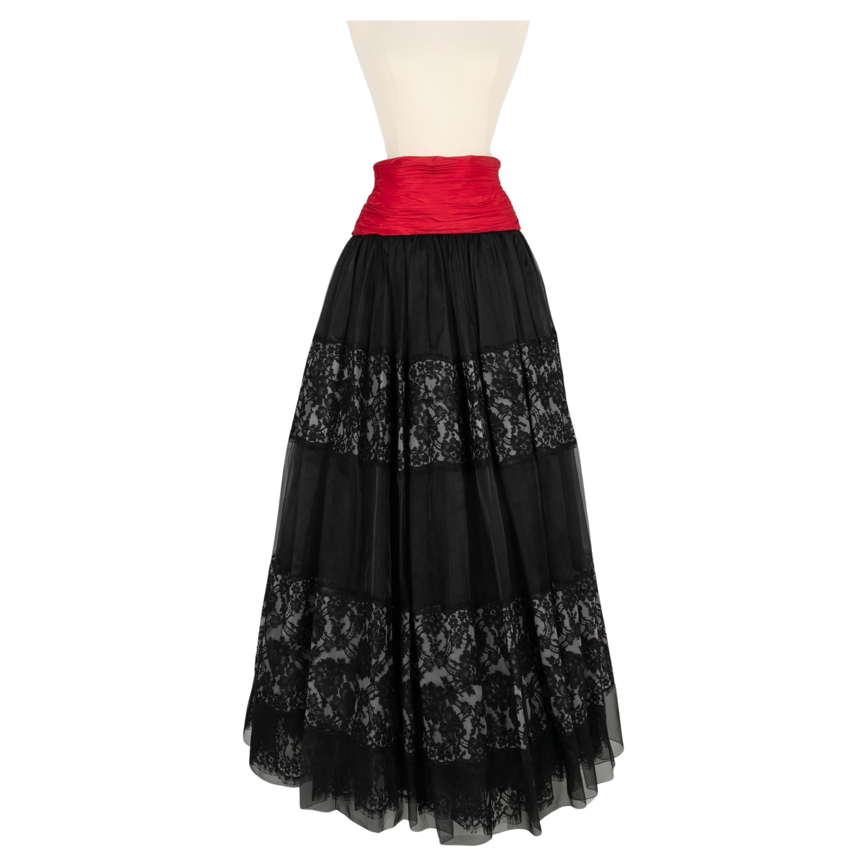 Jean-louis Scherrer Silk, Lace and Taffeta Maxi Skirt Haute Couture