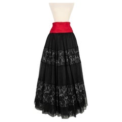 Vintage Jean-louis Scherrer Silk, Lace and Taffeta Maxi Skirt Haute Couture