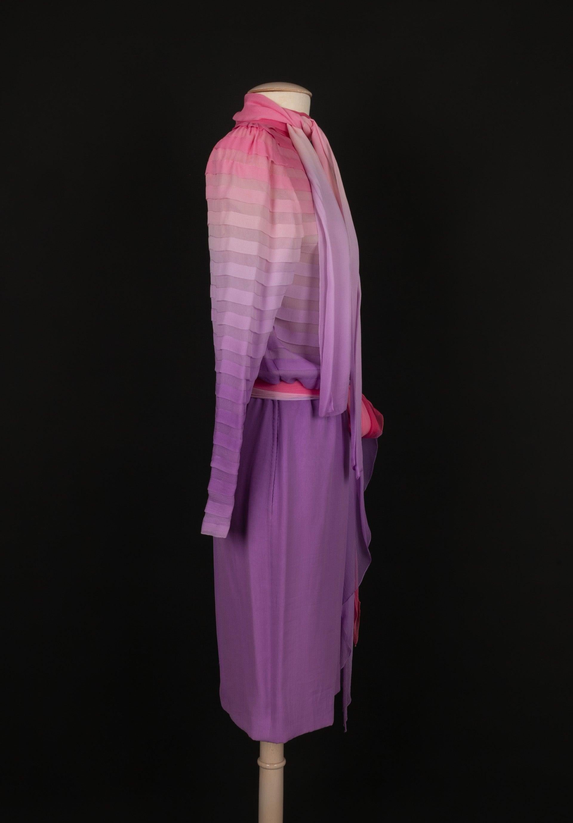 Women's Jean-Louis Scherrer Silk Muslin Dress Haute Couture 34FR/36FR For Sale