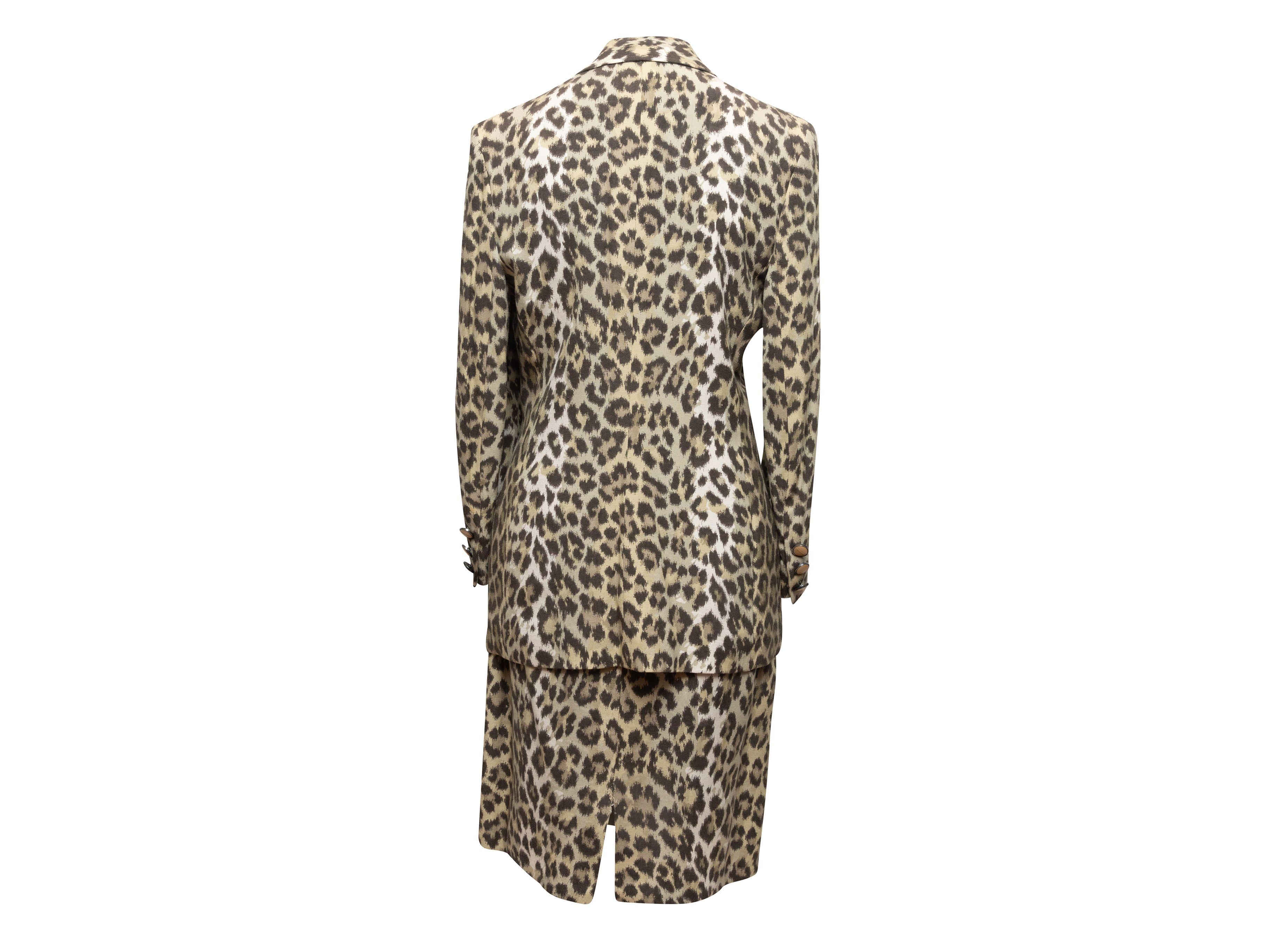 Jean Louis Scherrer Tan & Black Leopard Print Skirt Suit For Sale 5