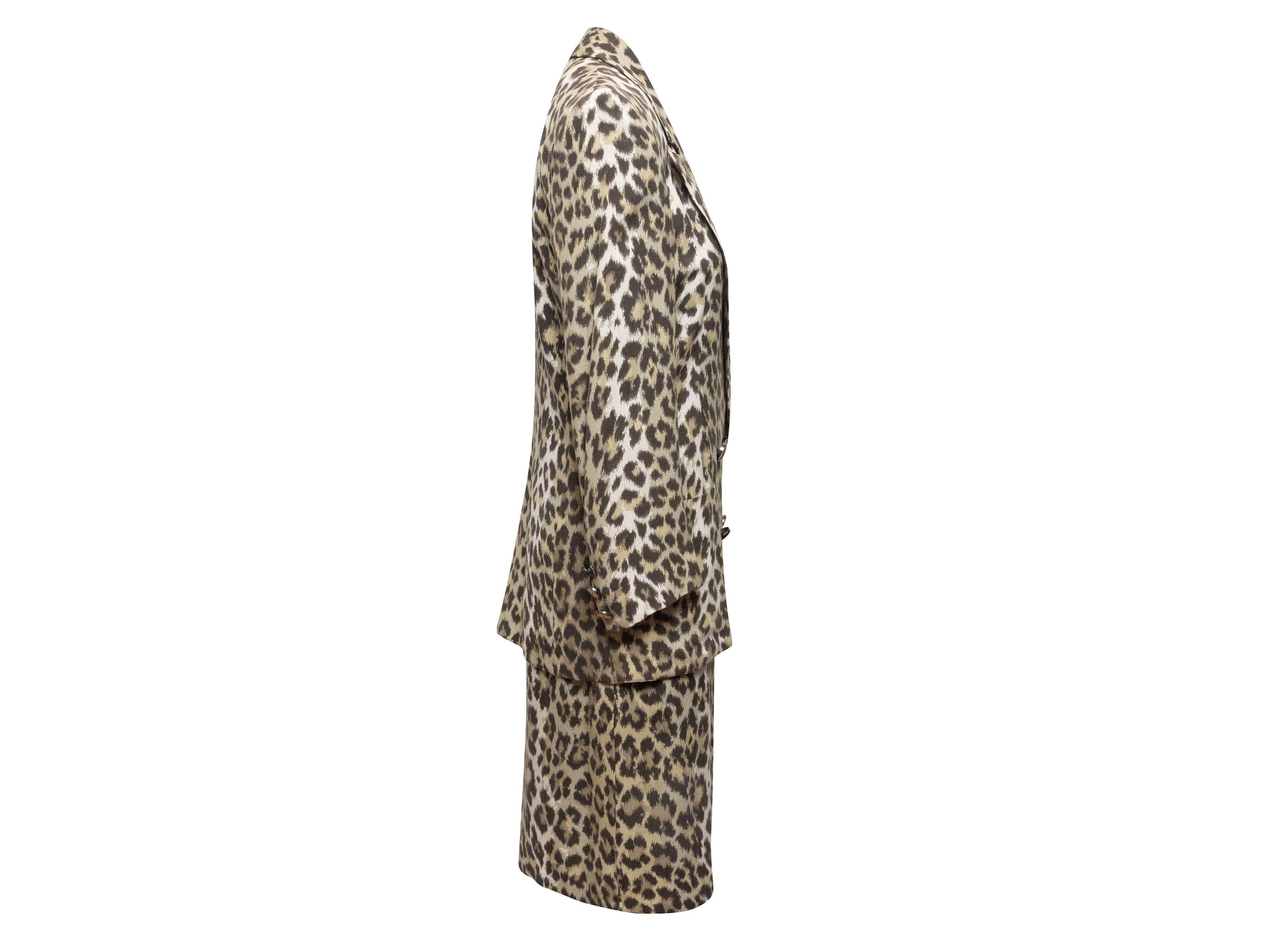 Jean Louis Scherrer Tan & Black Leopard Print Skirt Suit For Sale 4