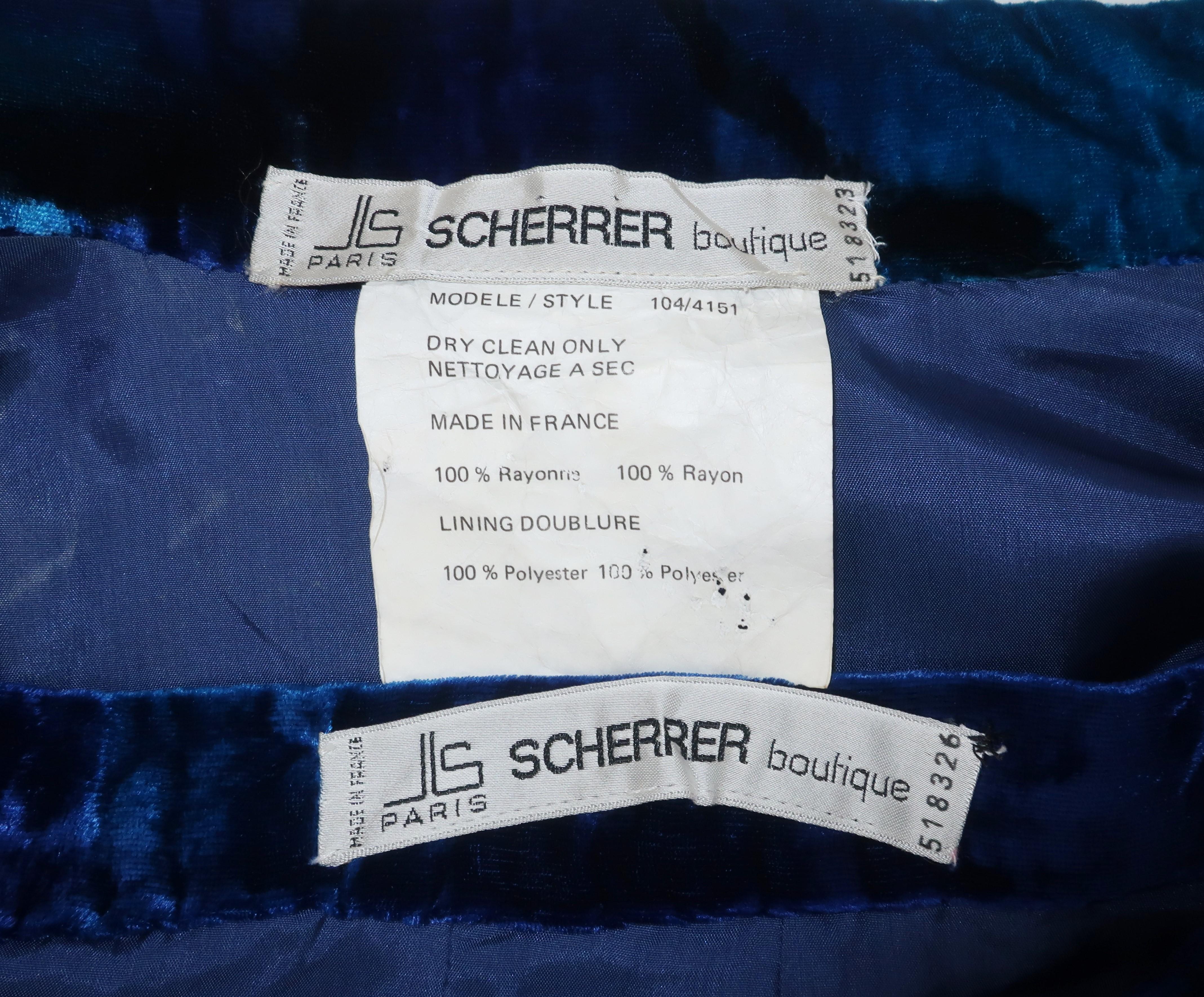 Jean-Louis Scherrer Tie Dye Velvet Skirt Suit With Peplum Jacket, C.1980 5
