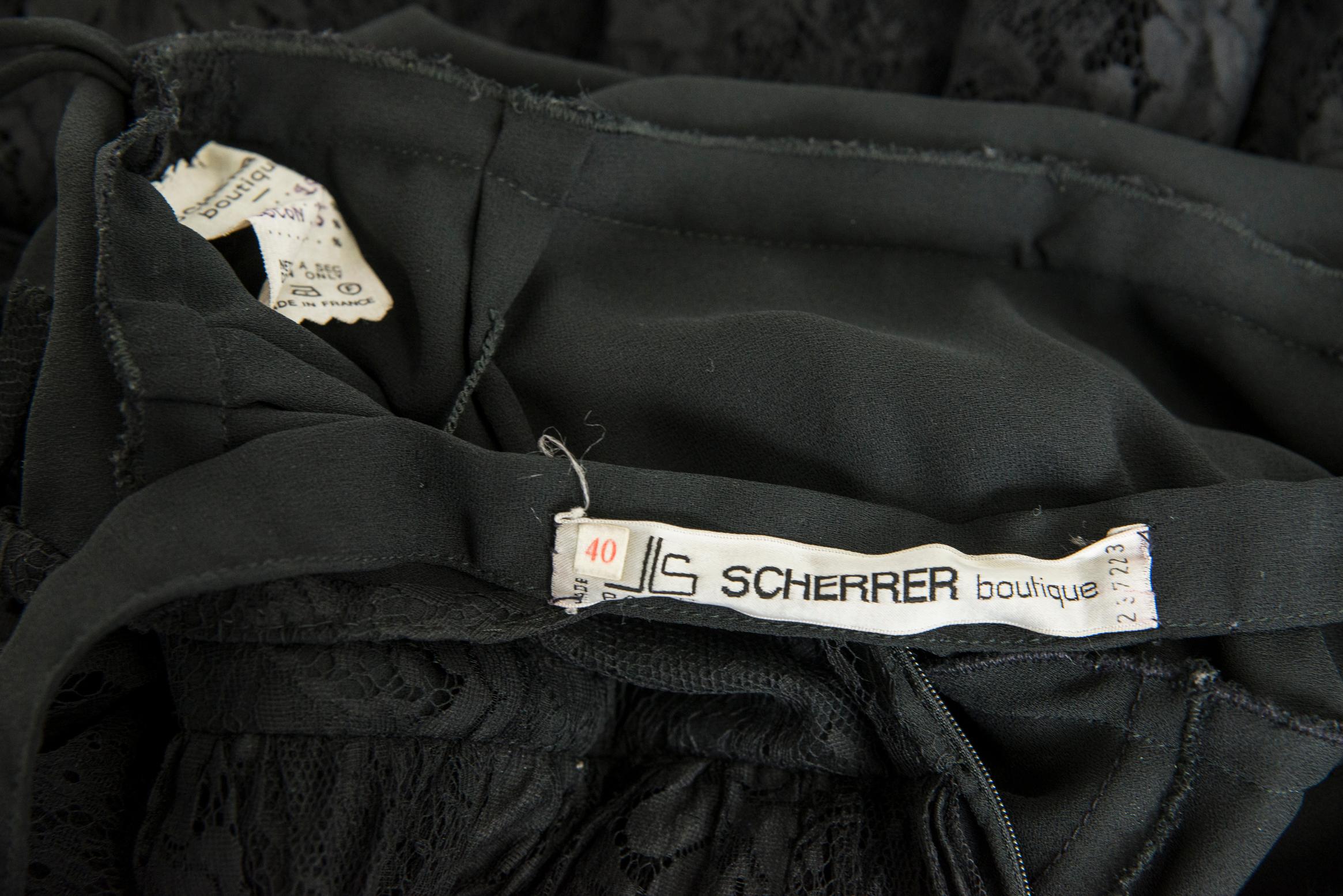 Jean Louis Scherrer Tiered Ruffled Lace & Tulle Backless Evening Dress For Sale 9