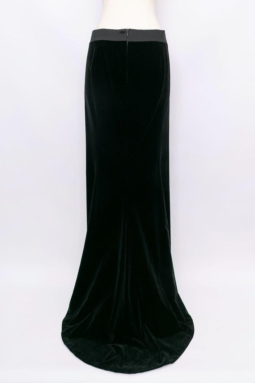 Black Jean-Louis Scherrer Velvet Long Skirt, Size 38FR For Sale