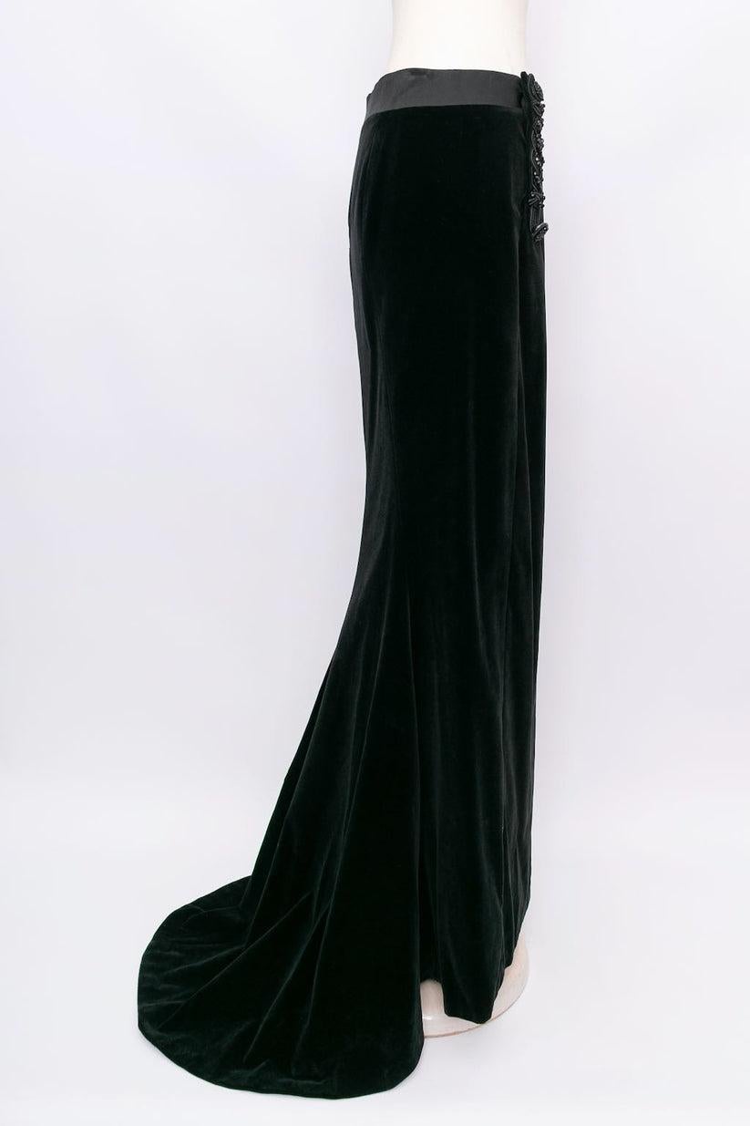 Women's Jean-Louis Scherrer Velvet Long Skirt, Size 38FR For Sale