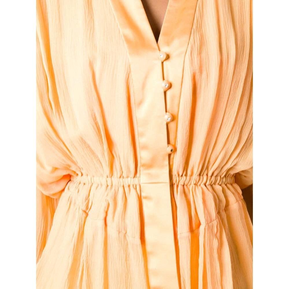 Jean Louis Scherrer Vintage 70s peach orange silk skirt suit For Sale 2