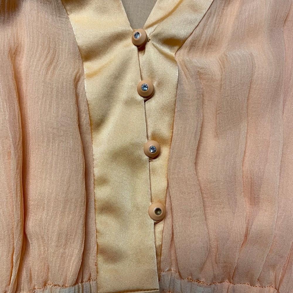 Jean Louis Scherrer Vintage 70s peach orange silk skirt suit For Sale 4