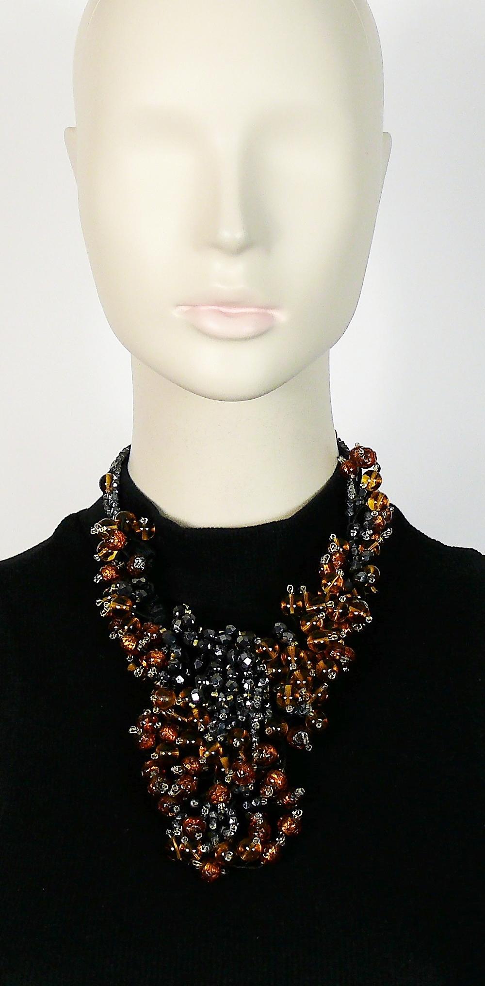 JEAN LOUIS SCHERRER gorgeous vintage amber and jet black glass beads cluster necklace.

Marked SCHERRER Paris.

JEWELRY CONDITION CHART
- New or never worn : item is in pristine condition with no noticeable imperfections
- Excellent : item has been