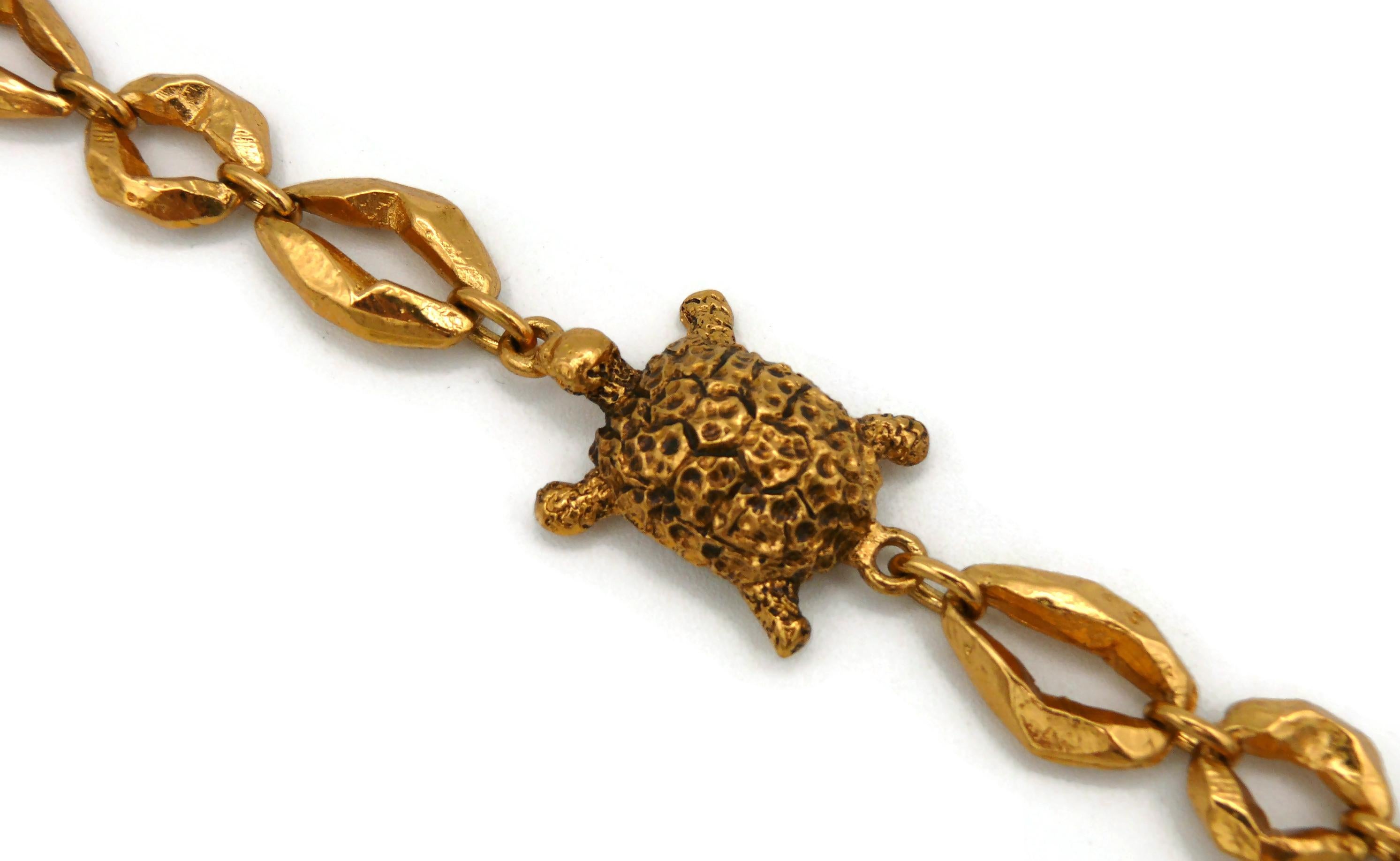 Women's JEAN LOUIS SCHERRER Vintage Antiqued Gold Tone Insects & Turtle Sautoir Necklace For Sale
