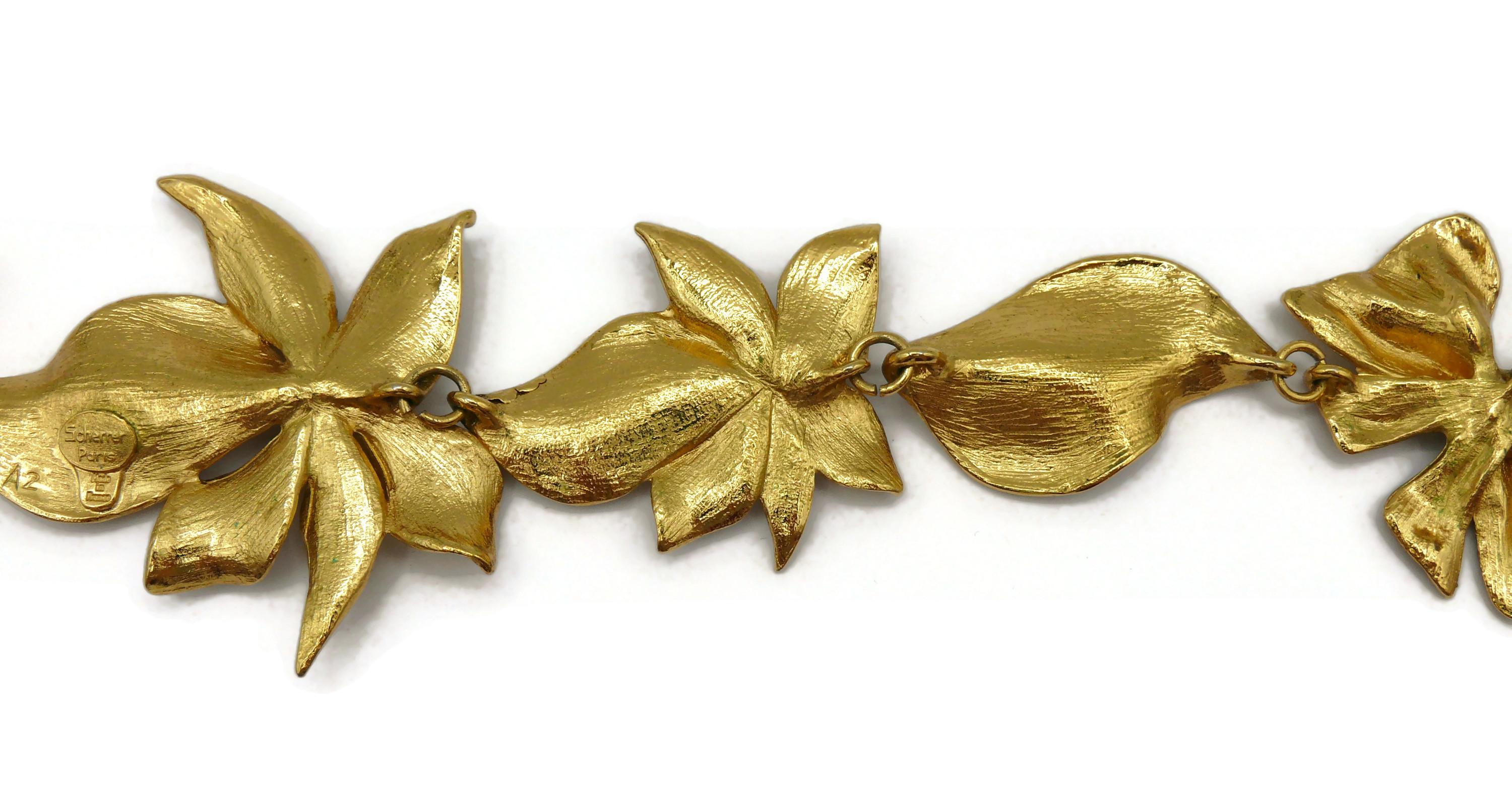 JEAN LOUIS SCHERRER Vintage Gold Tone Flower & Bow Necklace For Sale 9