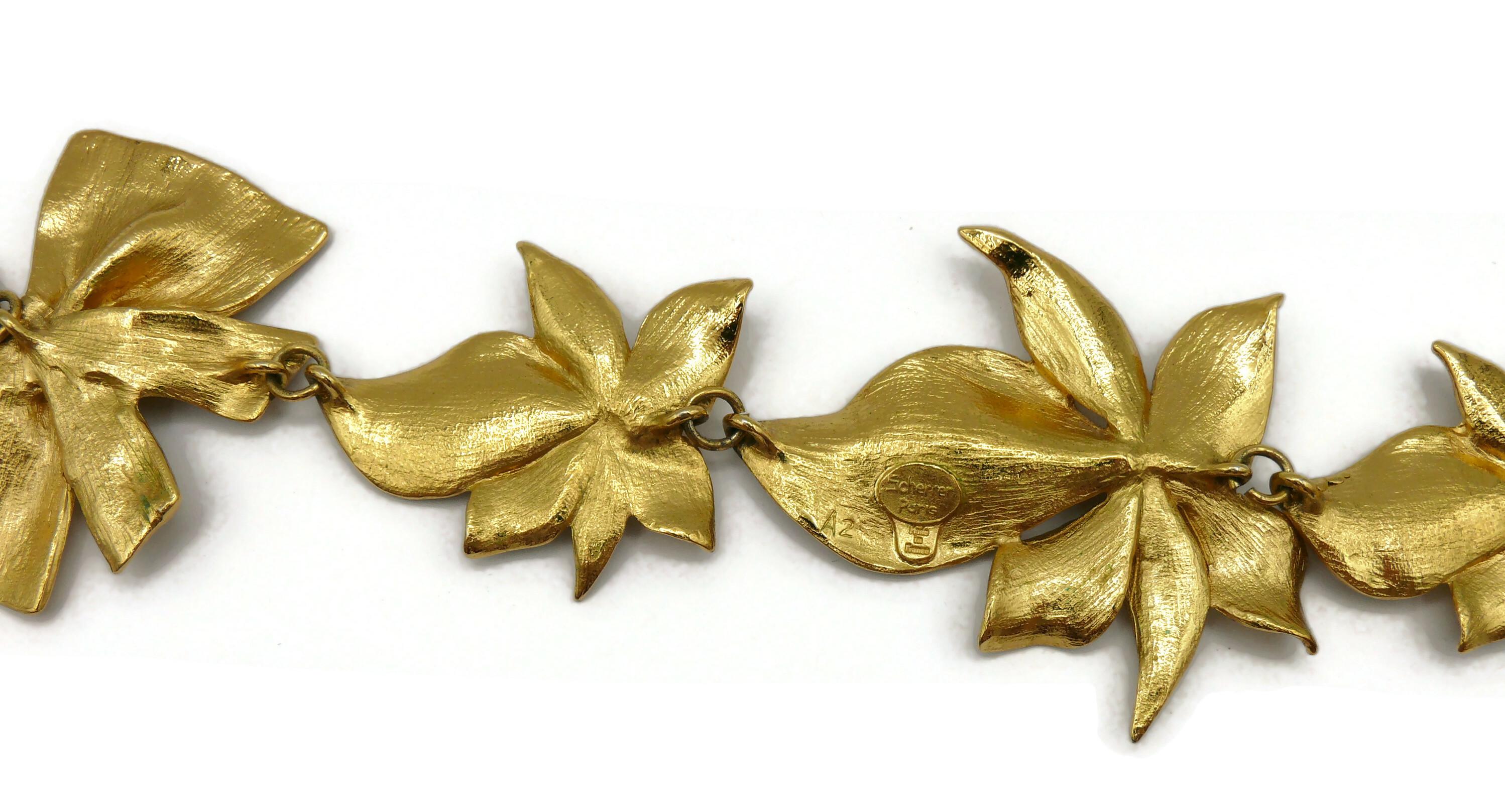 JEAN LOUIS SCHERRER Vintage Gold Tone Flower & Bow Necklace For Sale 10