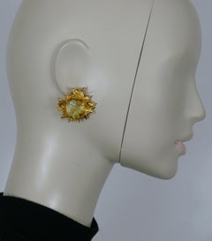 JEAN-LOUIS SCHERRER Vintage Gold Tone Sunburst Clip-On Earrings