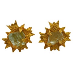 JEAN-LOUIS SCHERRER - Boucles d'oreilles clip vintage en or avec rayons de soleil