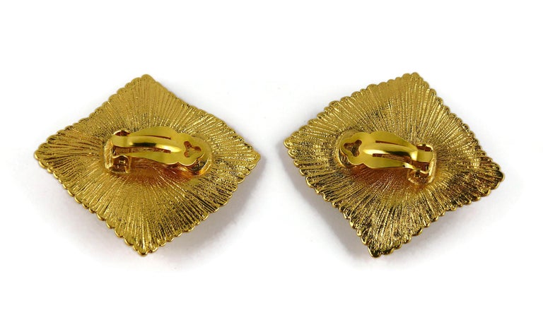 Jean Louis Scherrer (Paris) Crystal Gold Tone Clip On Earring With