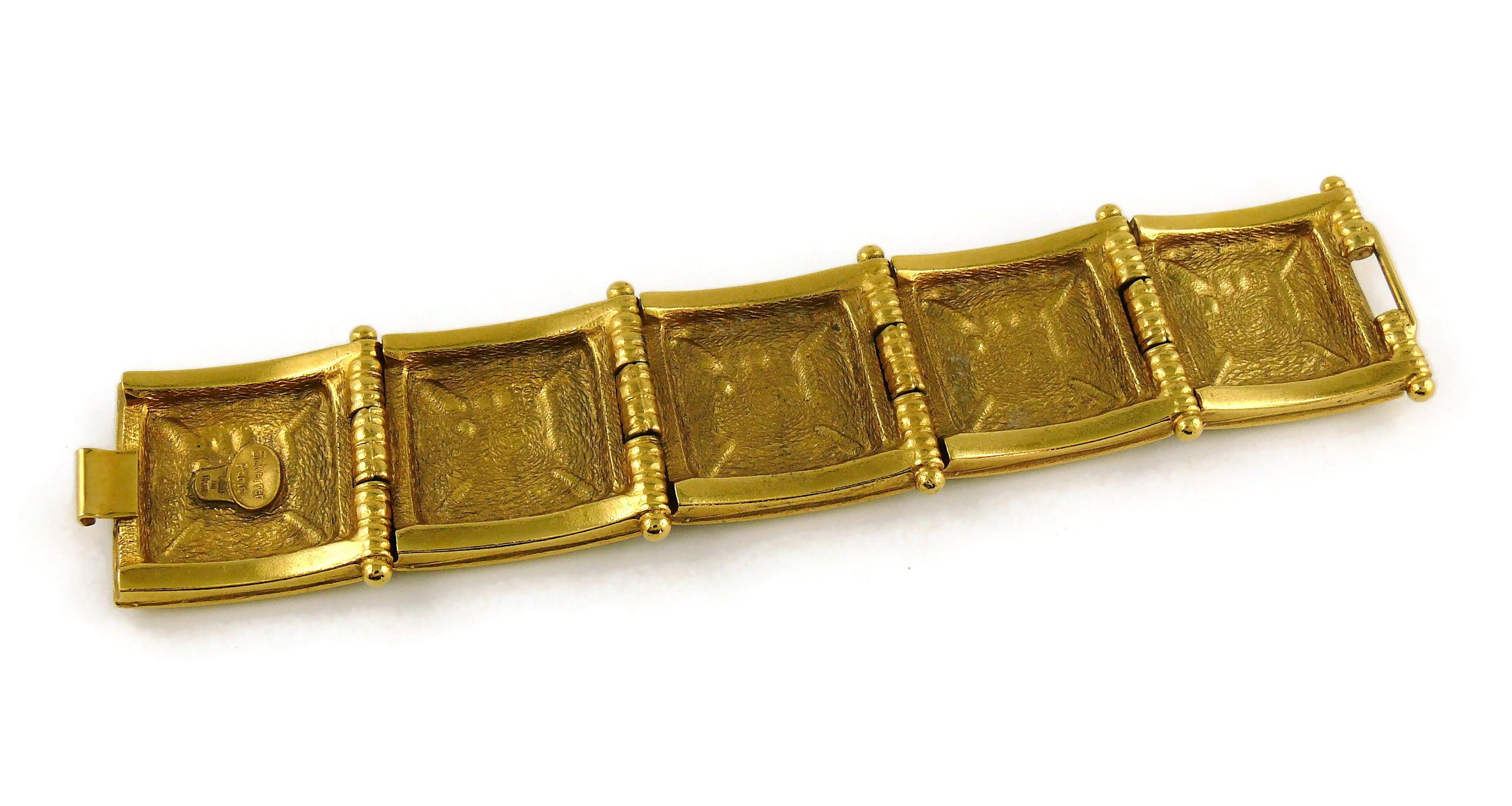 Jean Louis Scherrer Vintage Gold Toned Jewelled Bracelet In Excellent Condition For Sale In Nice, FR