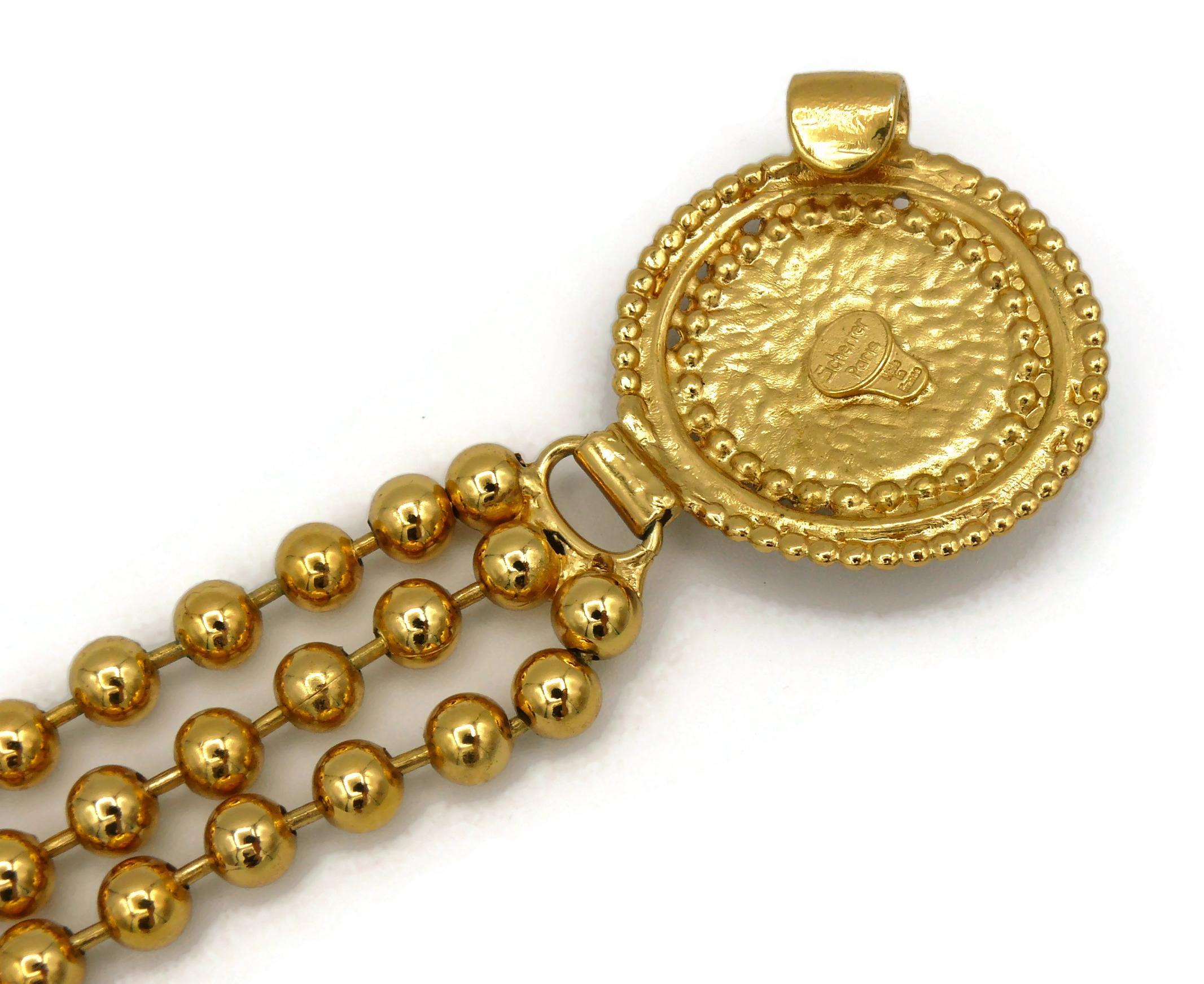 Jean Louis Scherrer Vintage Gold Toned Orange Resin Cabochon Collar Necklace For Sale 8