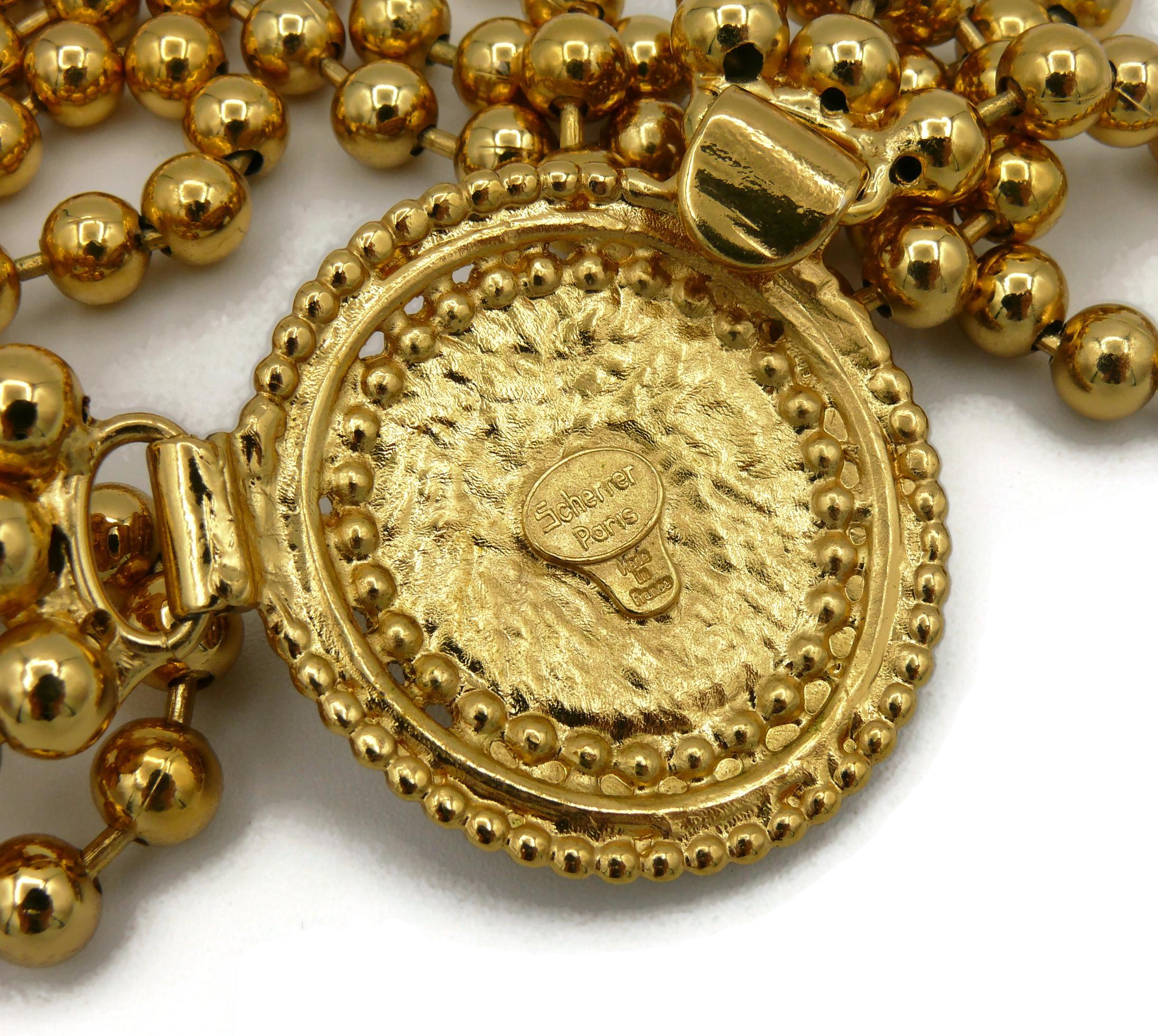 Jean Louis Scherrer Vintage Gold Toned Orange Resin Cabochon Collar Necklace For Sale 9