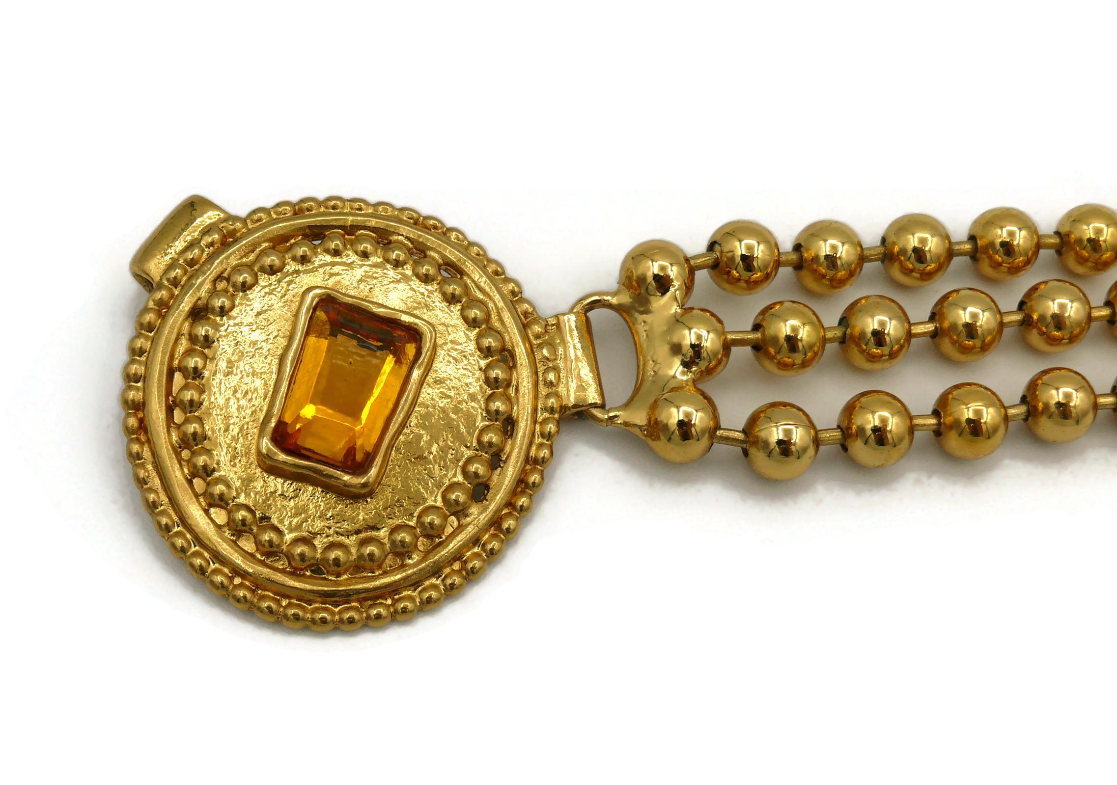 Women's Jean Louis Scherrer Vintage Gold Toned Orange Resin Cabochon Collar Necklace For Sale