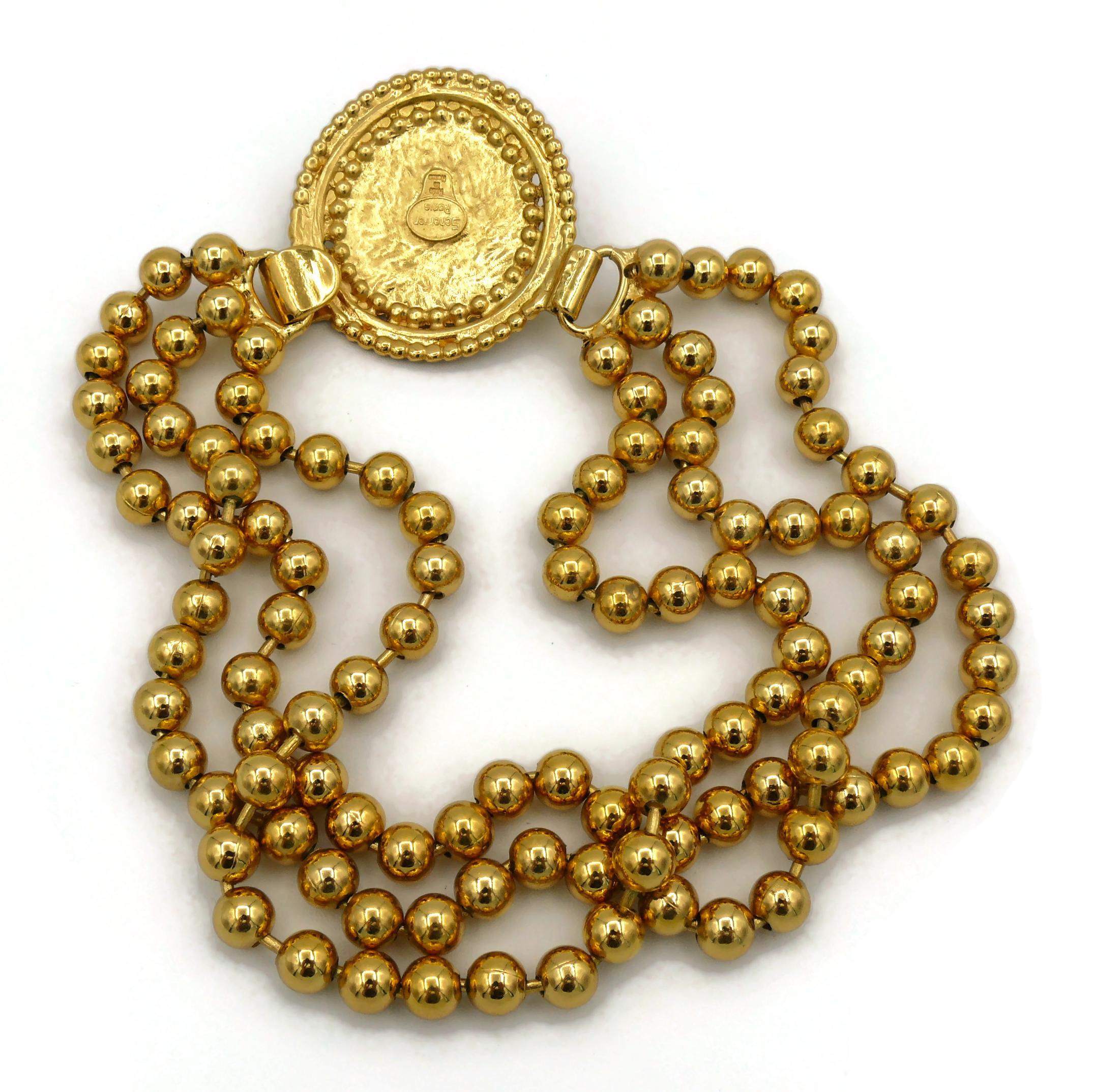 Jean Louis Scherrer Vintage Gold Toned Orange Resin Cabochon Collar Necklace For Sale 5