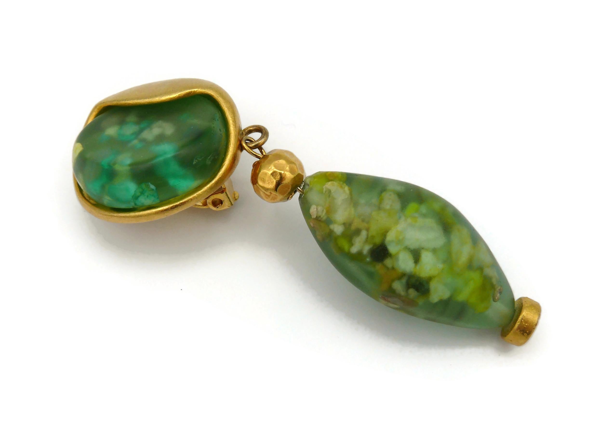 JEAN LOUIS SCHERRER Vintage Green Resin Dangling Earrings For Sale 6