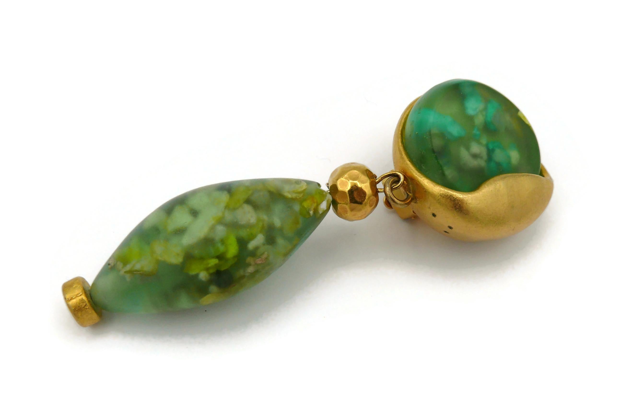 JEAN LOUIS SCHERRER Vintage Green Resin Dangling Earrings For Sale 7