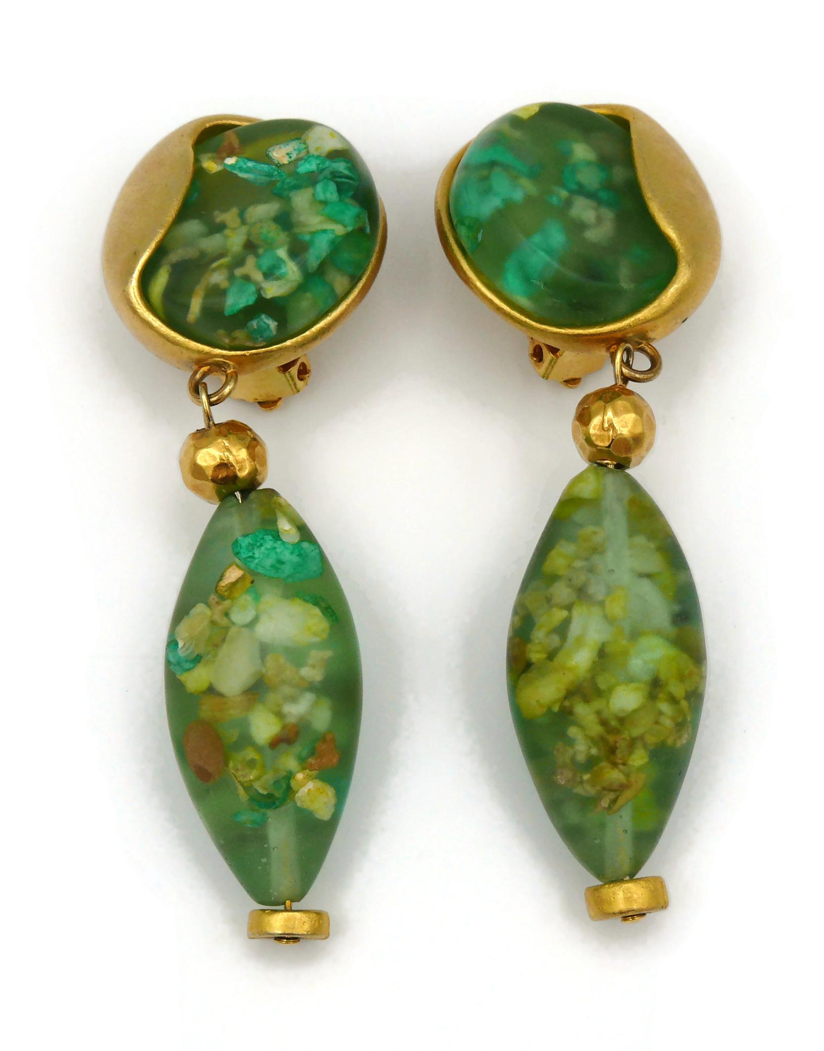 Women's JEAN LOUIS SCHERRER Vintage Green Resin Dangling Earrings For Sale