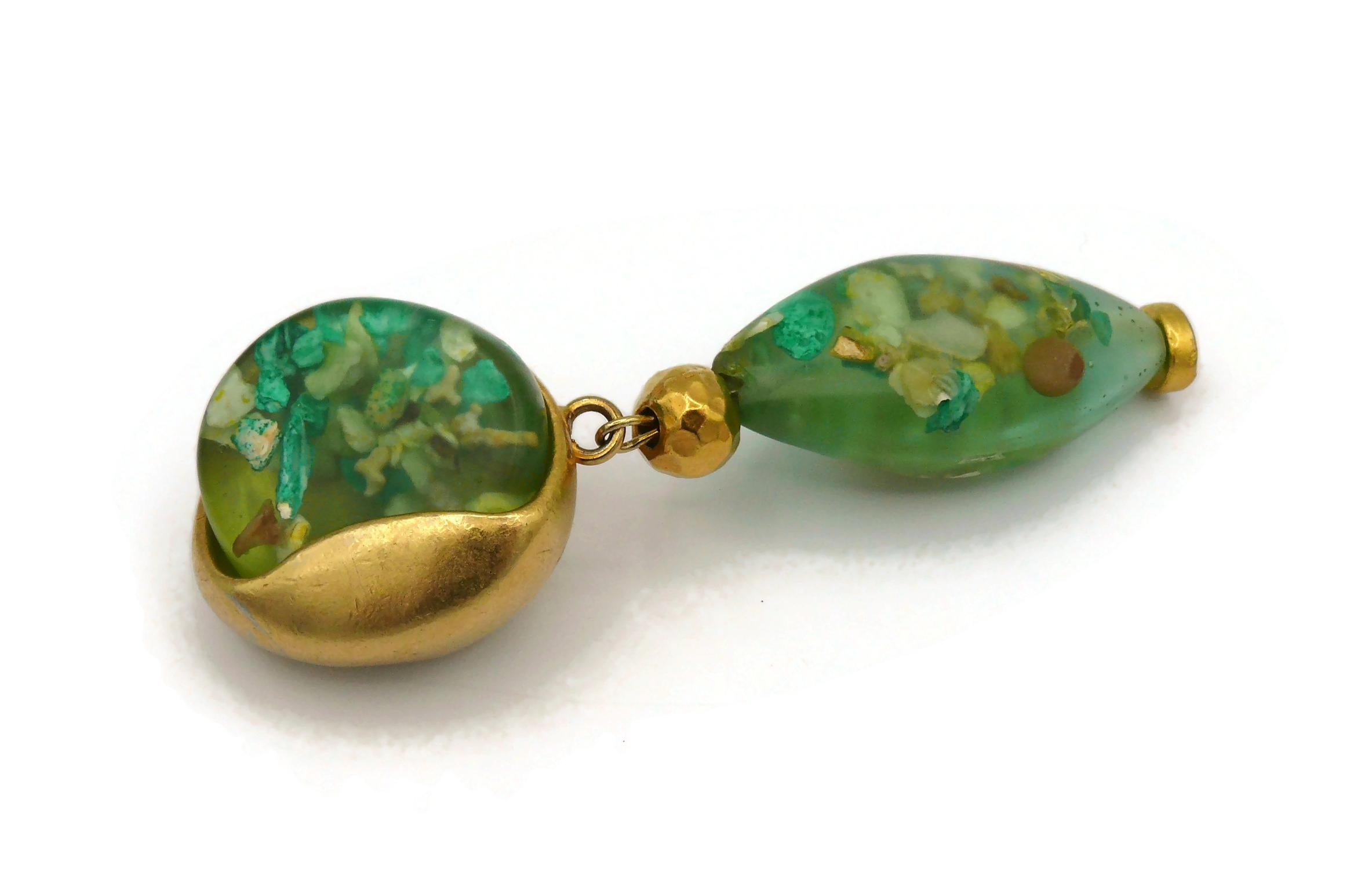JEAN LOUIS SCHERRER Vintage Green Resin Dangling Earrings For Sale 4