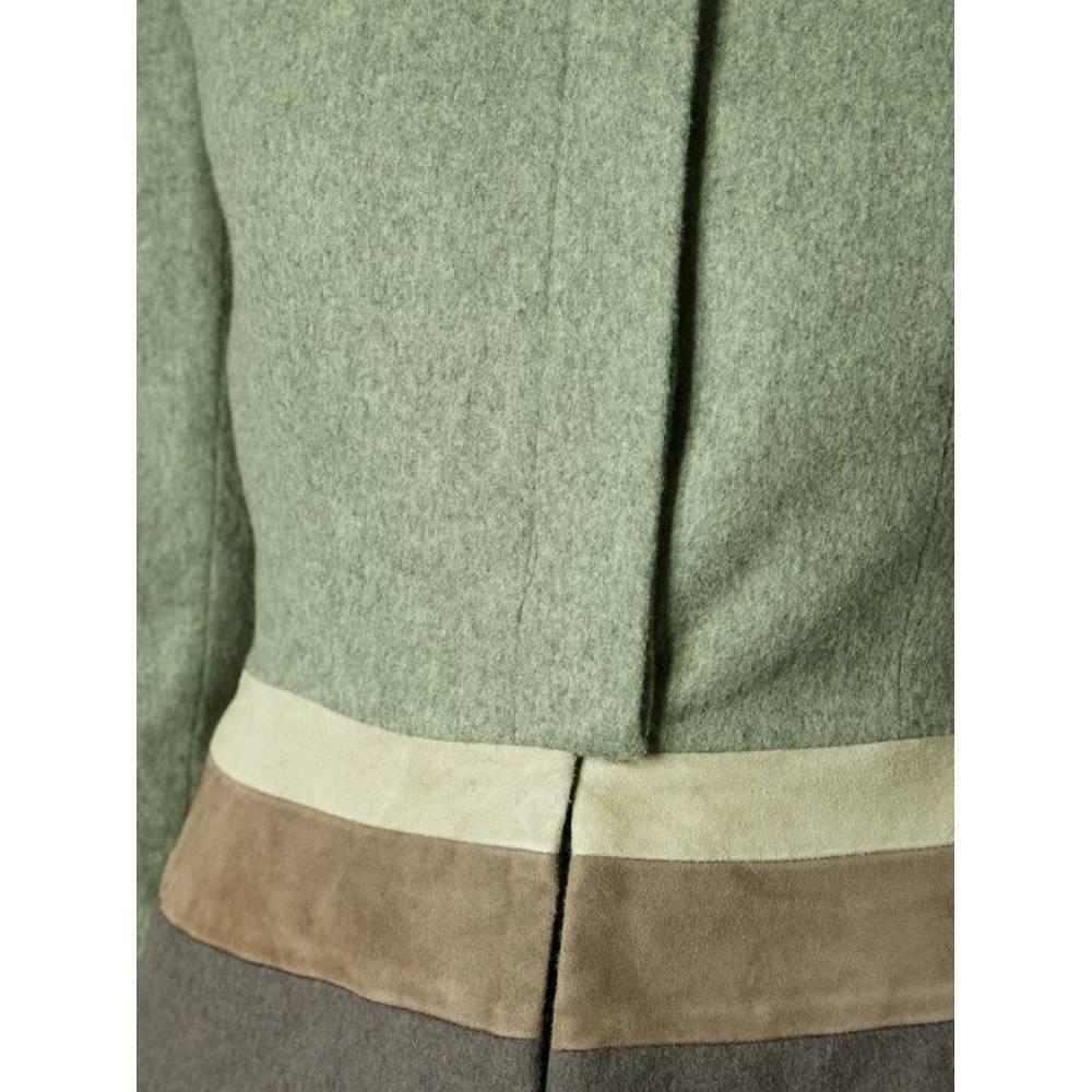 Jean-Louis Scherrer Vintage green shaved wool 90s fitted jacket For Sale 1