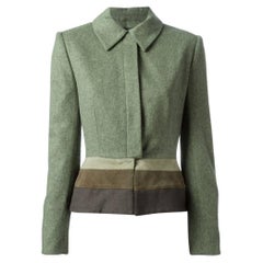Jean-Louis Scherrer Vintage green shaved wool 90s fitted jacket