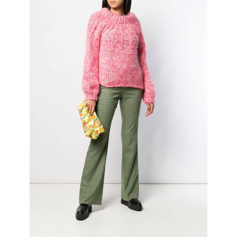 Jean-Louis Scherrer green shaved wool straight 90s trousers with high waist and bottom flared, two frontal faux welt pockets and side zip fastening.

Size: 42 IT

Flat measurements
Height: 113 cm
Waist: 37 cm
Hips: 46 cm

Product code: