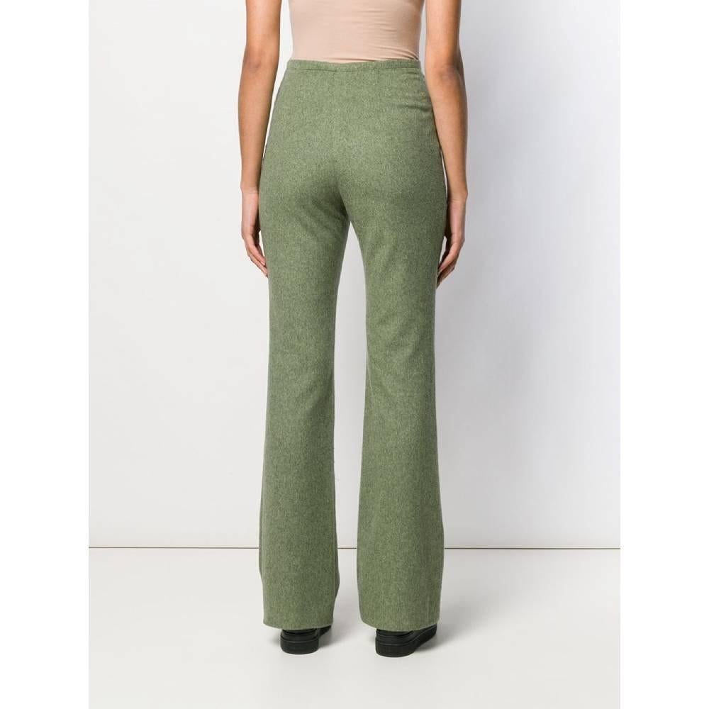 Women's Jean-Louis Scherrer Vintage green shaved wool straight 90s trousers For Sale