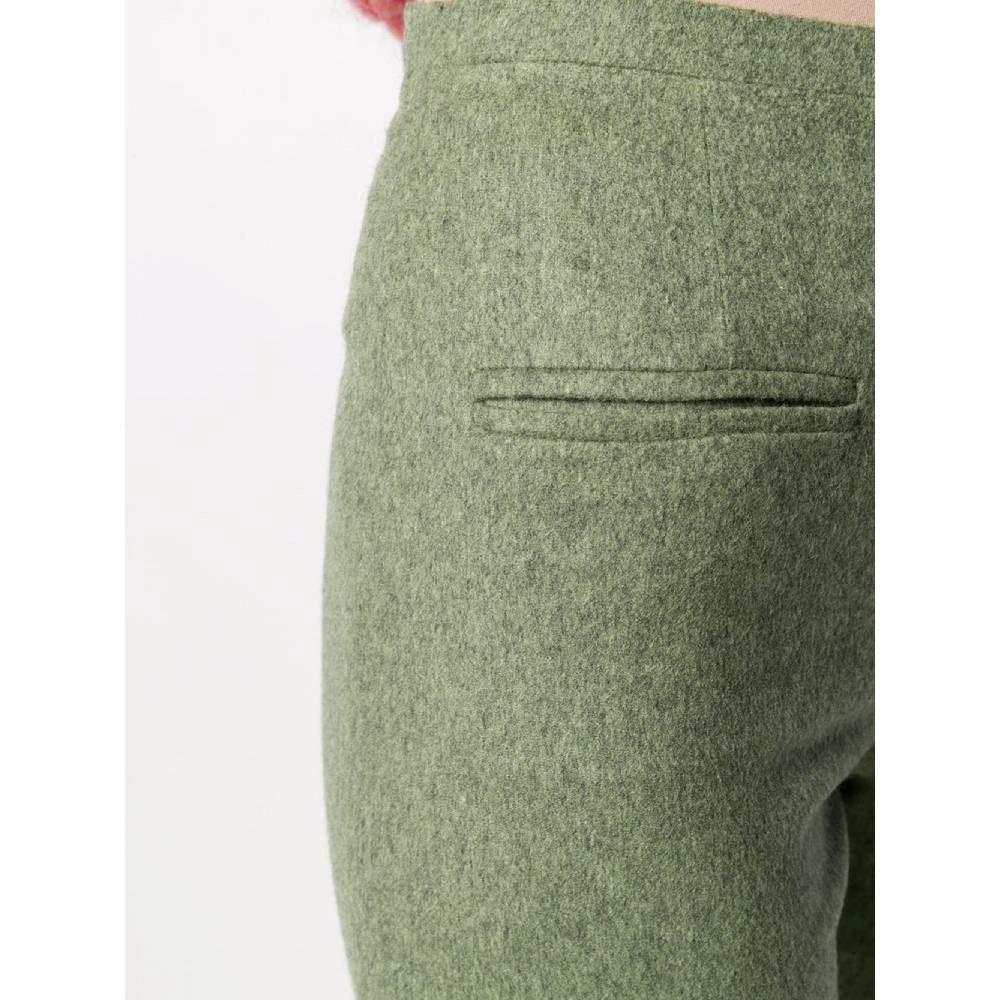 Jean-Louis Scherrer Vintage green shaved wool straight 90s trousers For Sale 1