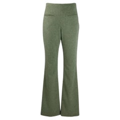 Jean-Louis Scherrer - Pantalon droit en laine vert vintage des années 90