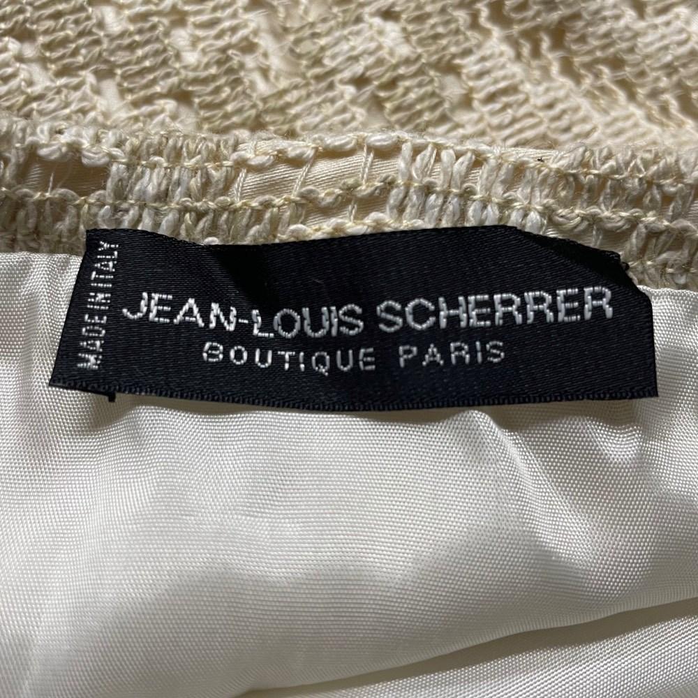 Jean Louis Scherrer Vintage ivory knitted cotton midi high waisted 90s skirt For Sale 2