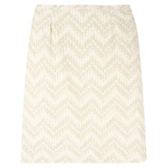 Jean Louis Scherrer Vintage ivory knitted cotton midi high waisted 90s skirt