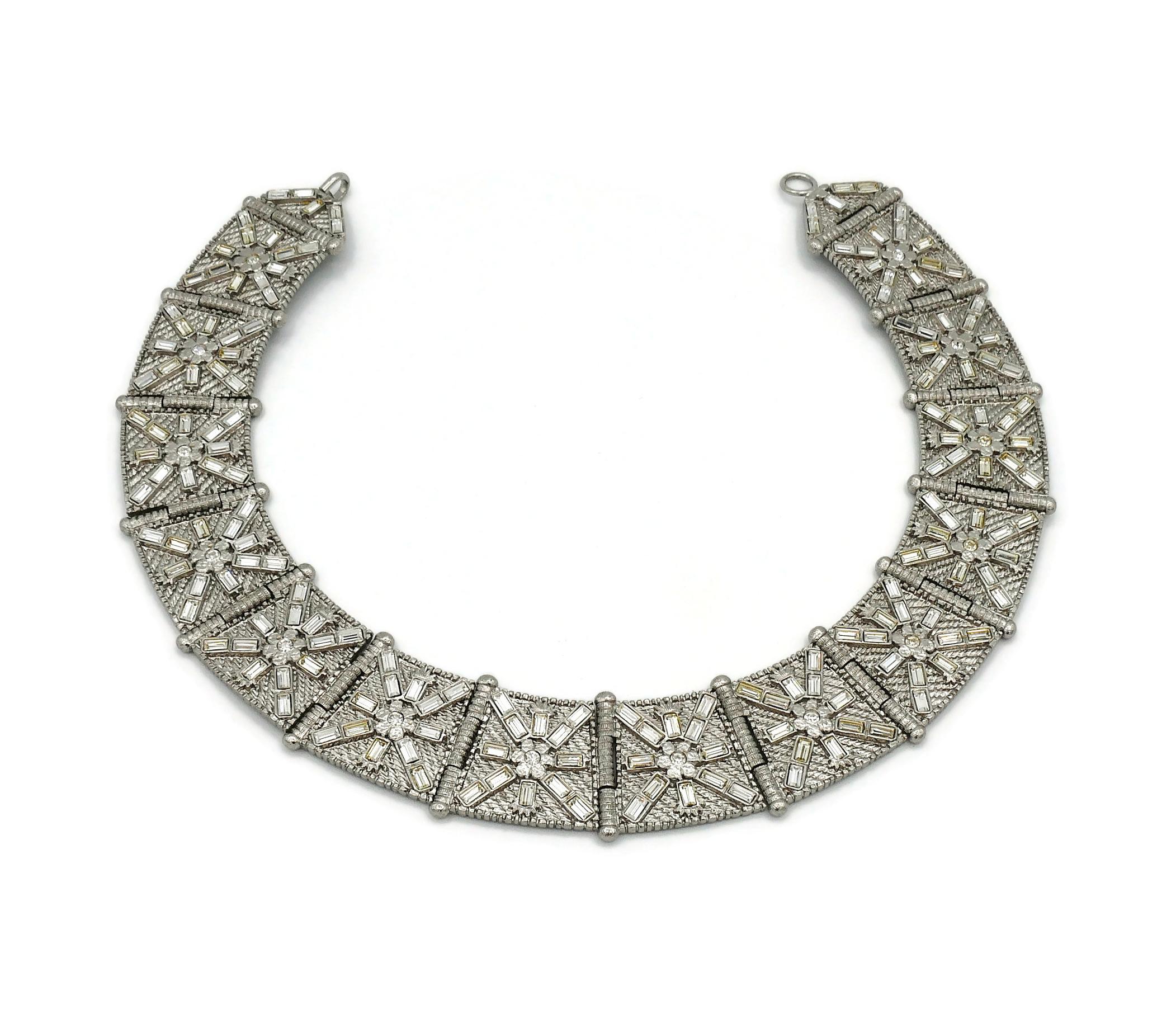 Jean Louis Scherrer Vintage Jewelled Art Deco Design Collar Necklace For Sale 3