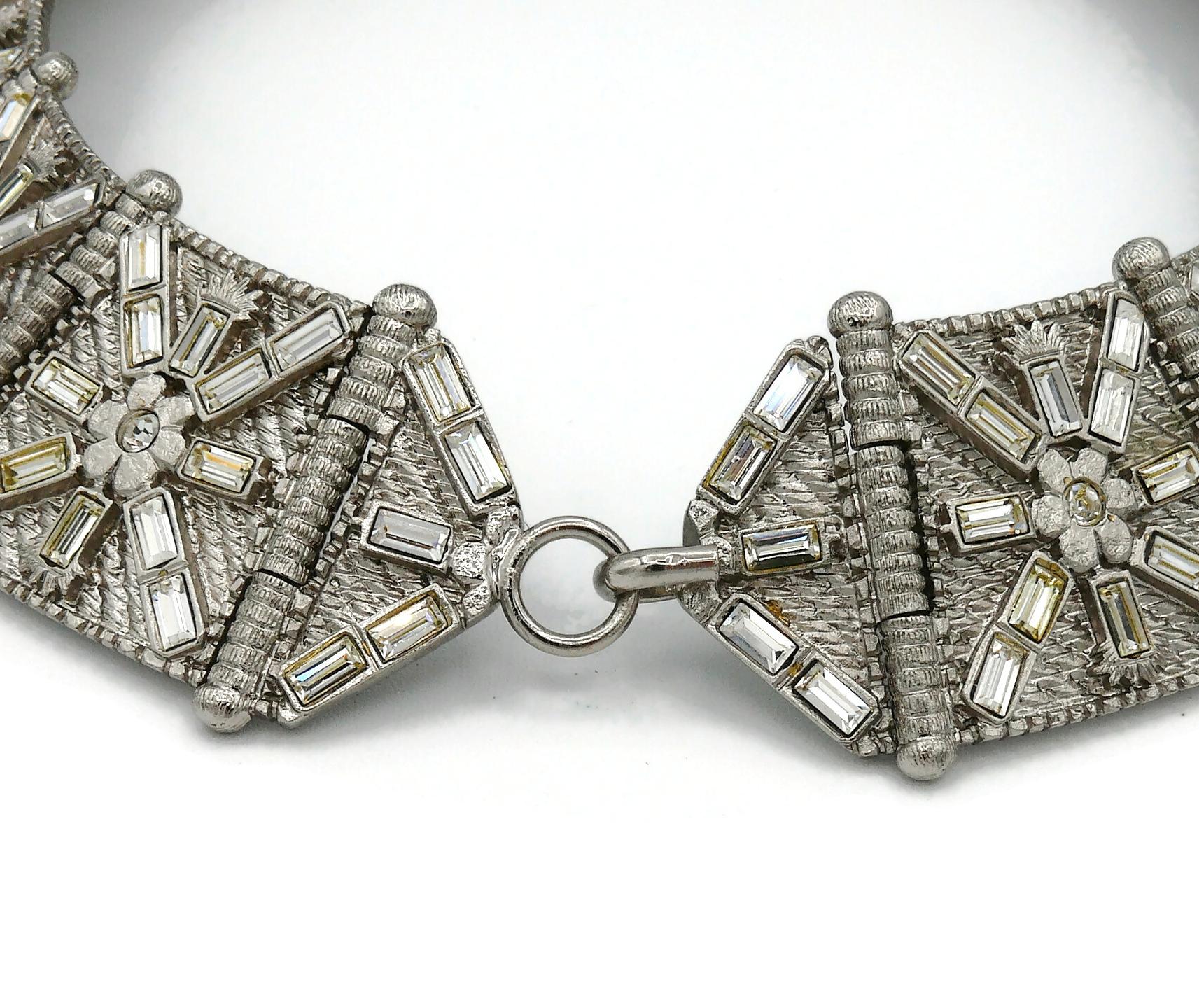 Jean Louis Scherrer Vintage Jewelled Art Deco Design Collar Necklace For Sale 4