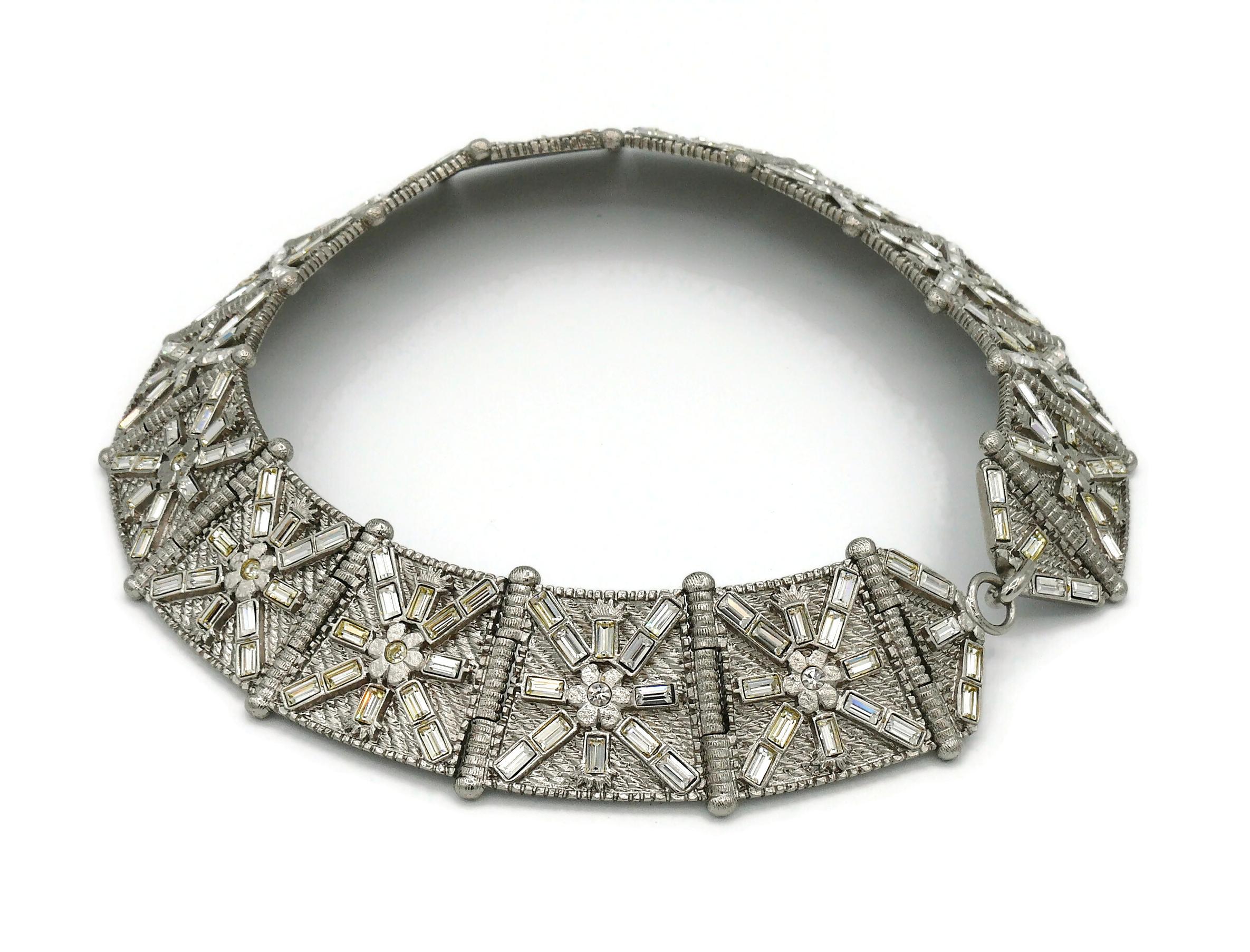 Jean Louis Scherrer Vintage Jewelled Art Deco Design Collar Necklace For Sale 1