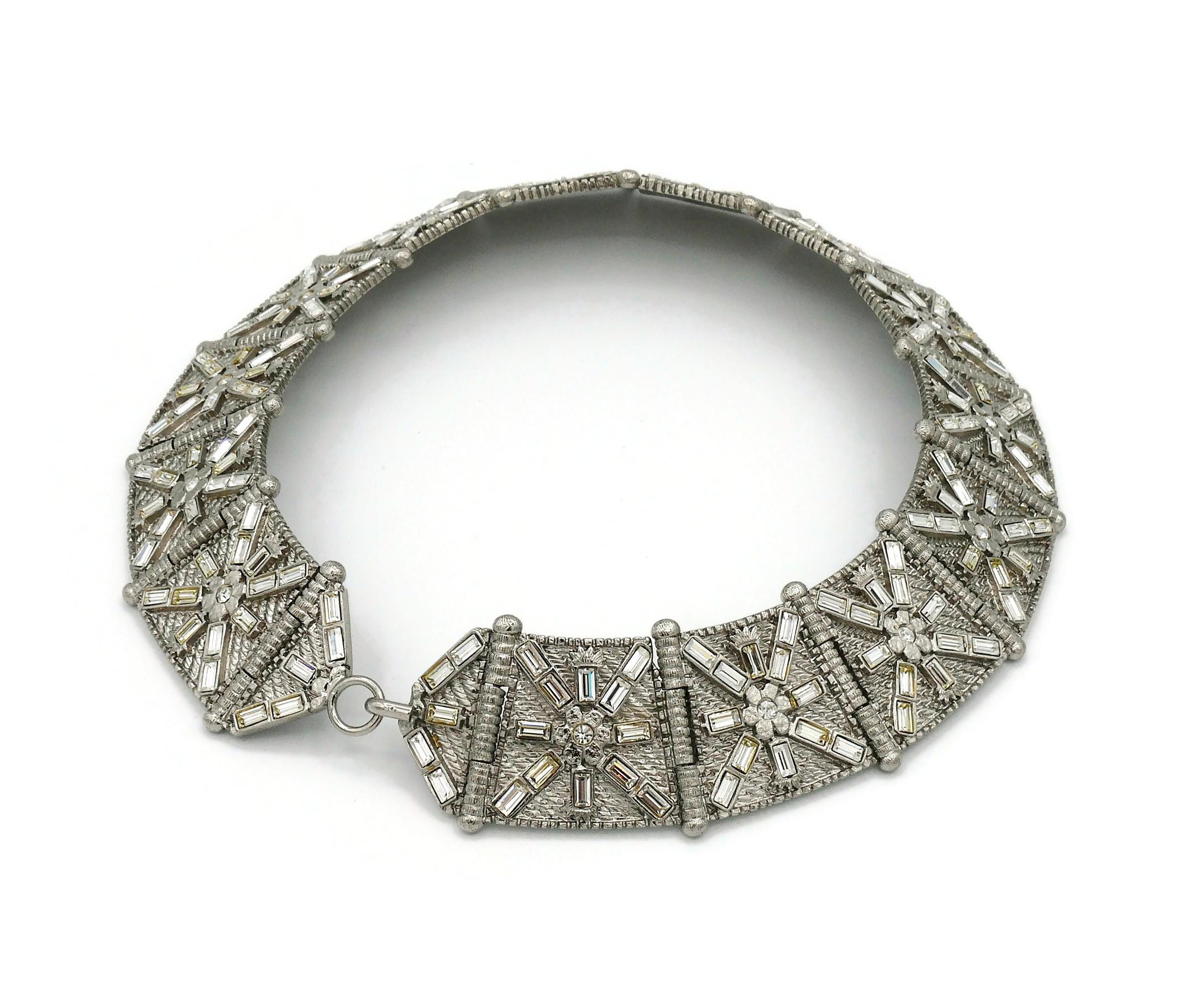 Jean Louis Scherrer Vintage Jewelled Art Deco Design Collar Necklace For Sale 2