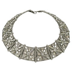 Jean Louis Scherrer Vintage Jewelled Art Deco Design Collar Necklace