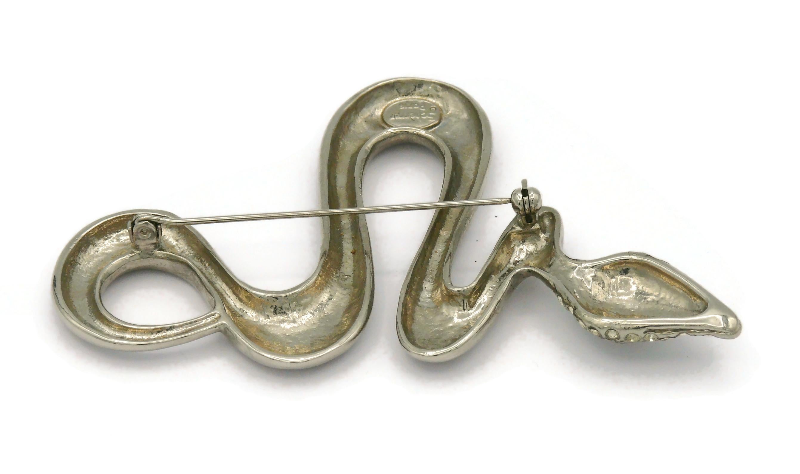 JEAN LOUIS SCHERRER Vintage Massive Jewelled Silver Tone Snake Brooch  For Sale 1