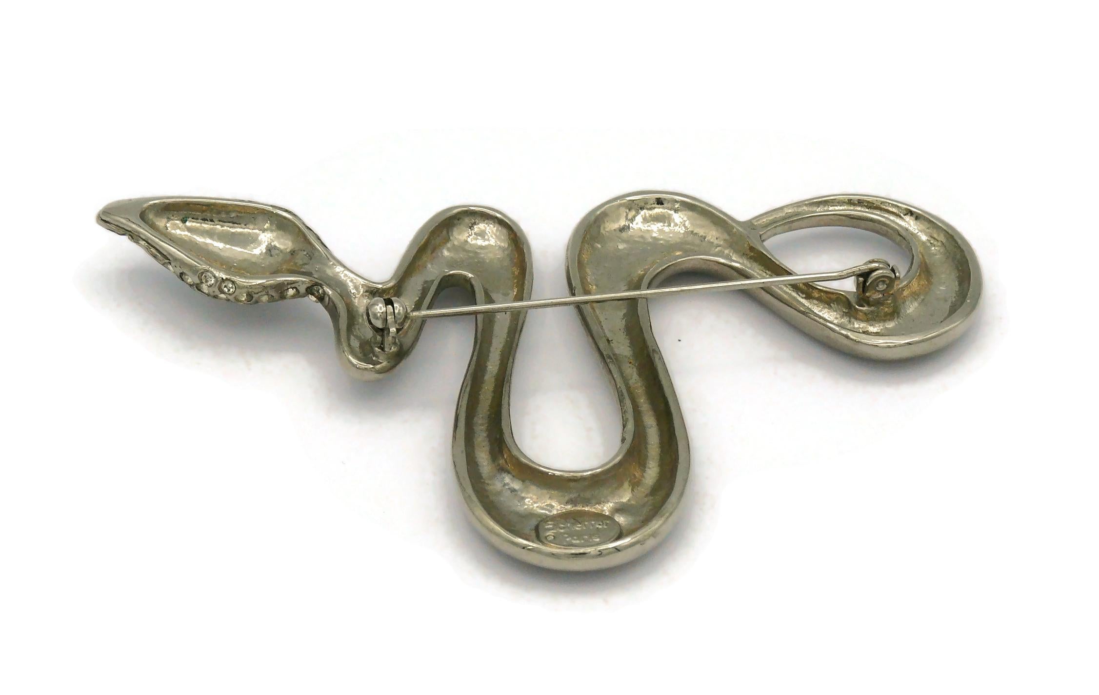 JEAN LOUIS SCHERRER Vintage Massive Jewelled Silver Tone Snake Brooch  For Sale 2