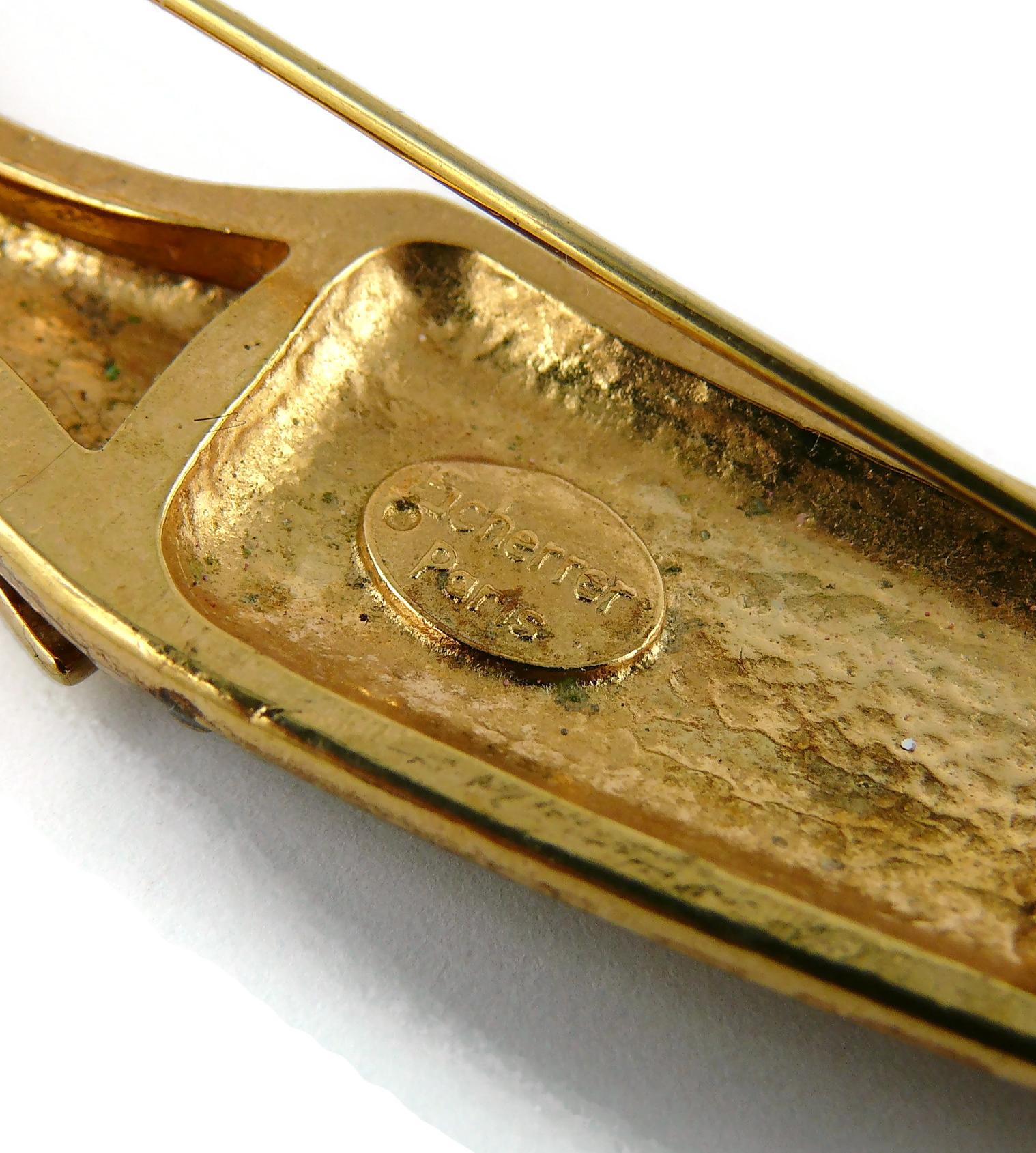 Jean Louis Scherrer Vintage Massive Oriental Saber Gold Toned Brooch For Sale 2
