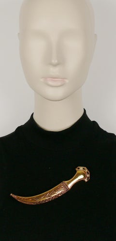 Jean Louis Scherrer Vintage Massive Oriental Saber Gold Toned Brooch