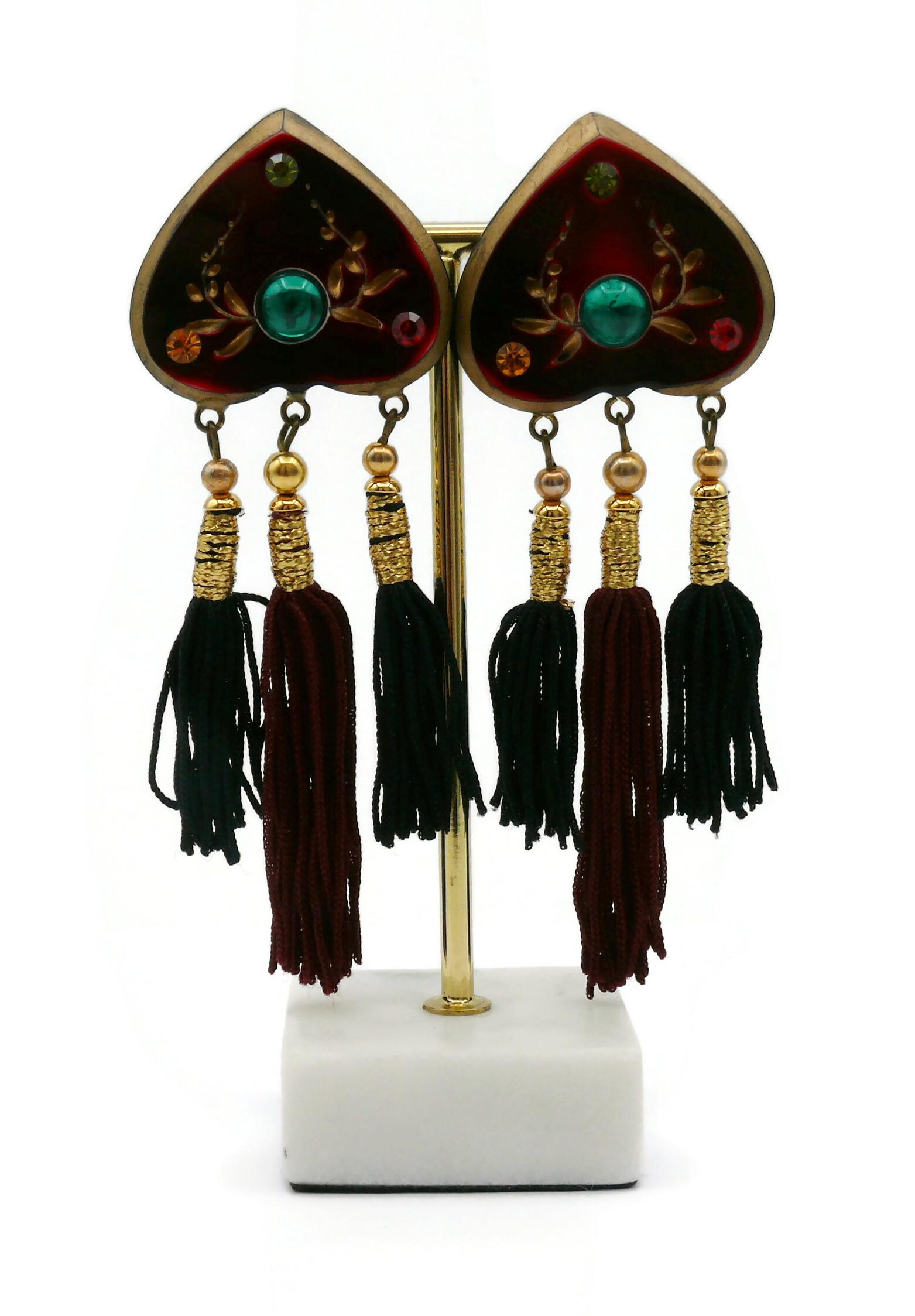 JEAN LOUIS SCHERRER Vintage Russian Inspired Tassel Dangling Earrings In Good Condition For Sale In Nice, FR