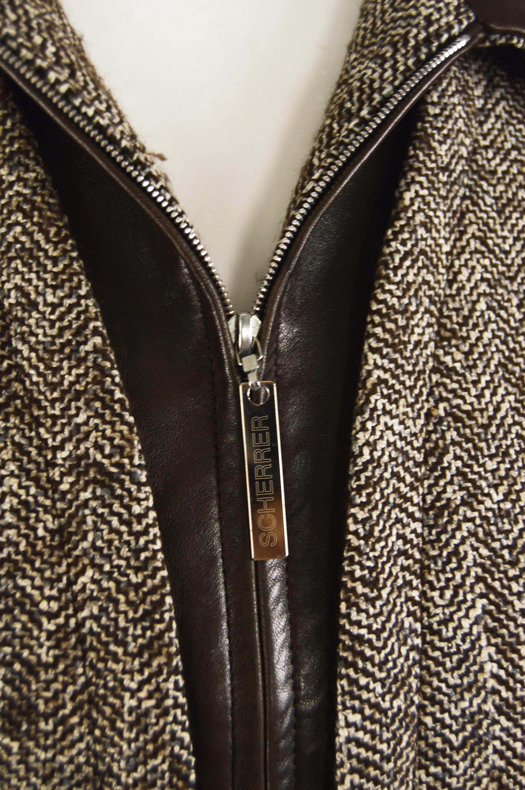 Jean Louis Scherrer Vintage Silk Tweed & Leather Jacket 1