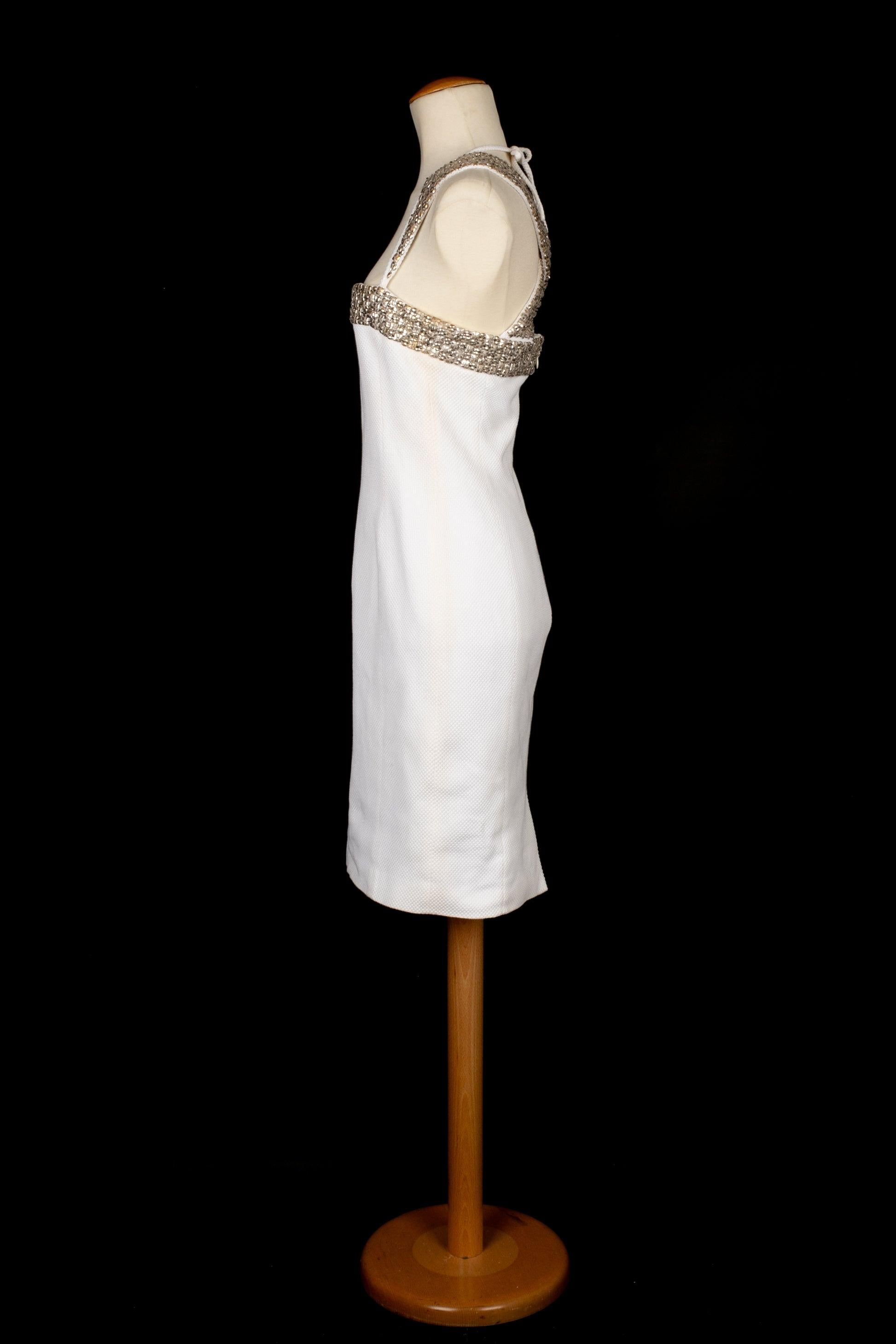 Jean-Louis Scherrer White Cotton Short Dress In Good Condition In SAINT-OUEN-SUR-SEINE, FR