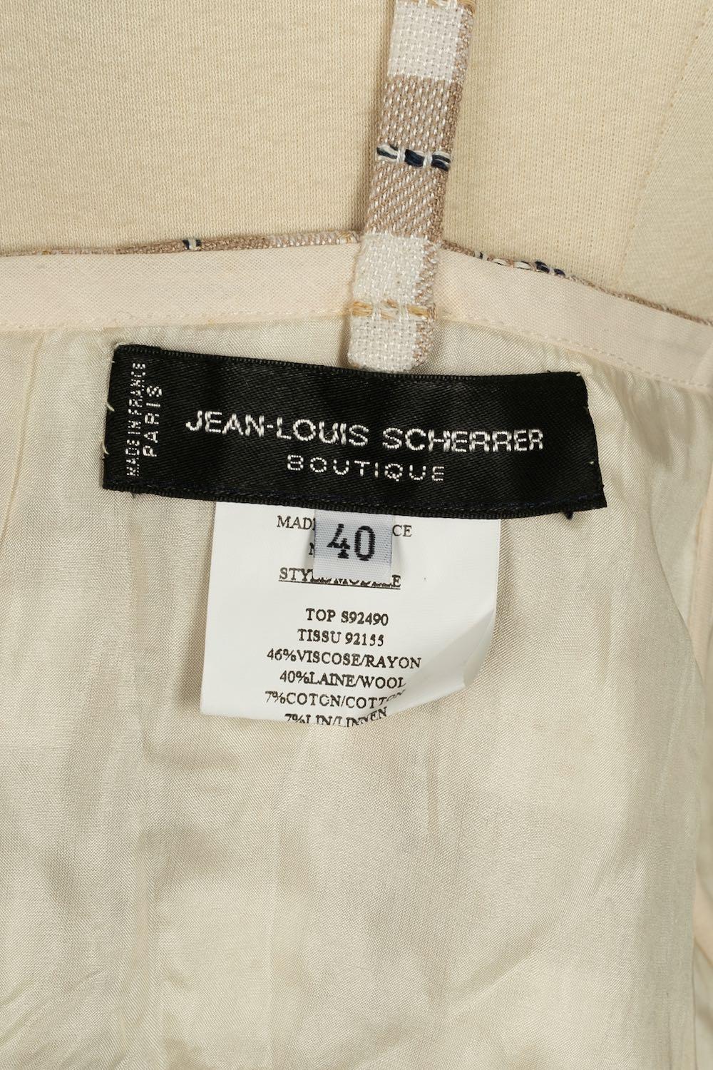Jean-Louis Scherrer Wool Blend Top with Check and Silk Lining For Sale 3